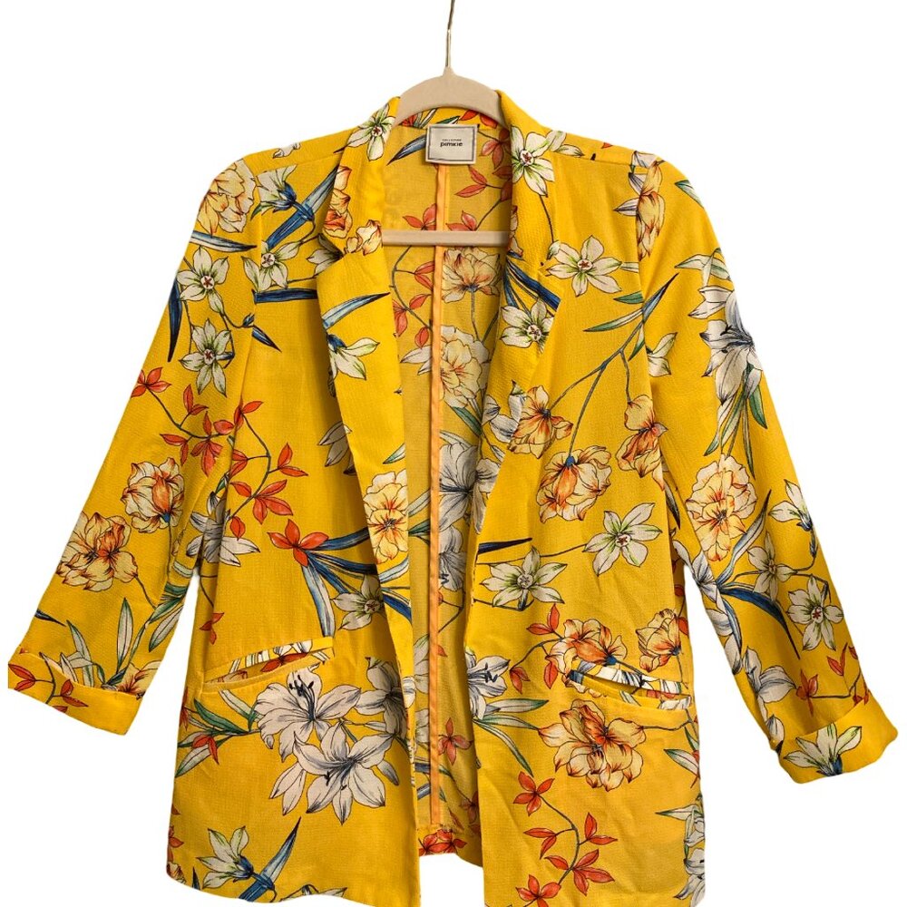 Pemkie  Collection Printed Flower Long Sleeve Blazer